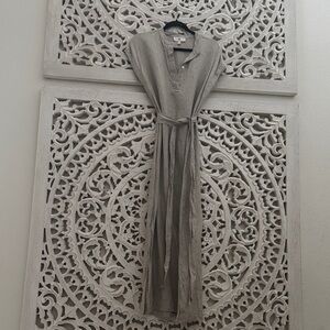 Banana Republic 100% Linen Light beige brownish Linen Maxi Dress with Belt